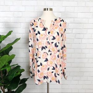 LOFT Pink Floral Lightweight Button Down Size S